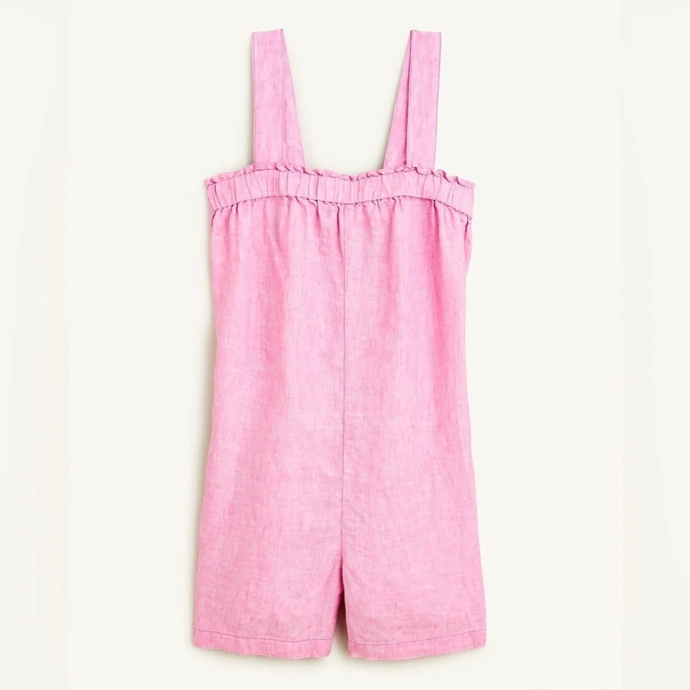 New J. Crew Relaxed linen romper pink size small